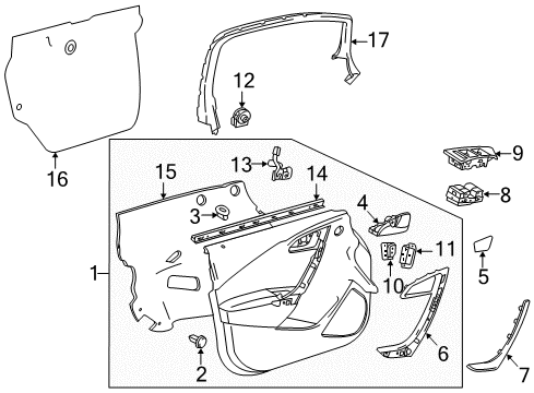 2013 Buick Verano Switch,Front Side Door Window Diagram for 13305371