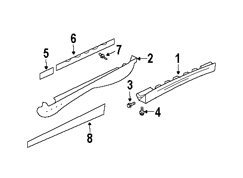 1996 Pontiac Firebird Molding Kit,Rocker Panel*Left Hand* Diagram for 12369004