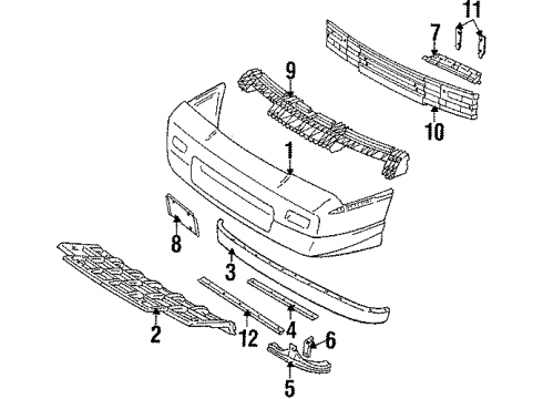 1986 Pontiac Fiero Front Bumper, Cover Diagram for 10042562