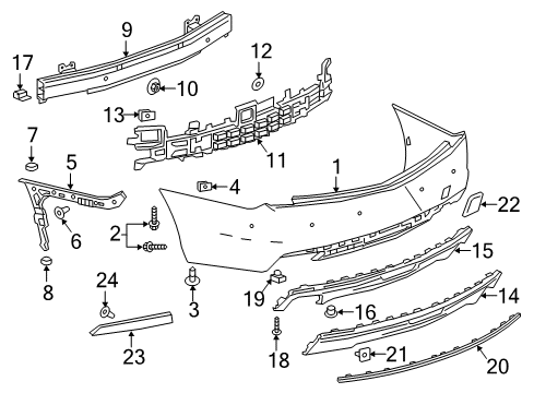 2016 Cadillac CT6 Lamp Assembly, Rear Fascia Auxiliary Signal Diagram for 84116244