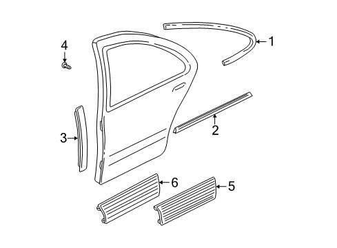 1999 Pontiac Grand Am Exterior Trim - Rear Door Diagram