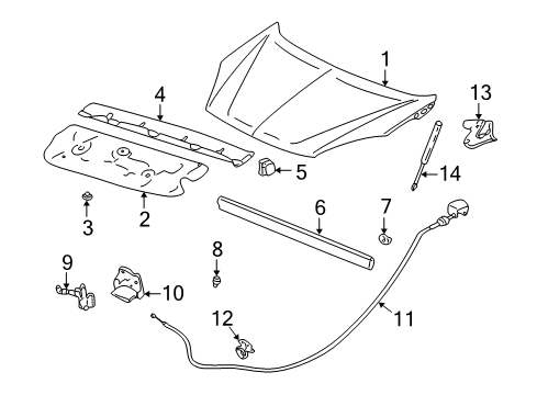 2006 Buick Rendezvous Hood & Components, Body Diagram