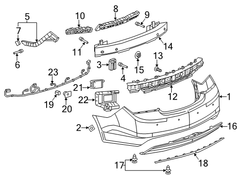 2016 Buick LaCrosse Extension,Rear Bumper Fascia Diagram for 26202561