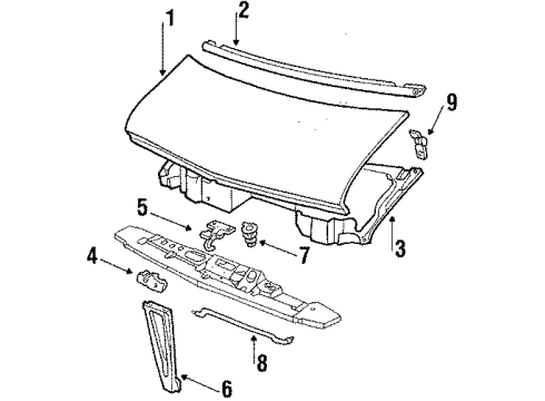 1994 GMC G2500 Hood & Components, Body Diagram