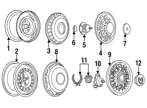 1993 Cadillac Fleetwood Wheels, Covers & Trim Diagram 3 - Thumbnail