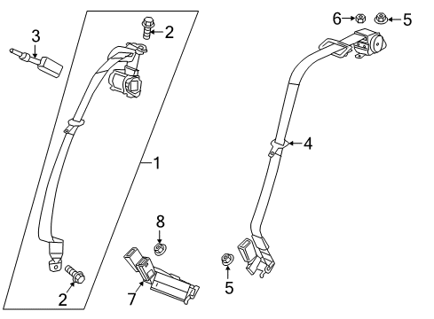 2016 Cadillac CT6 Seat Belt, Body Diagram 2 - Thumbnail