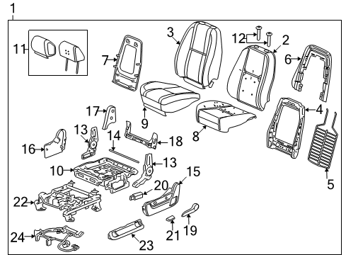 2008 GMC Sierra 3500 HD Front Seat Components Diagram 7 - Thumbnail