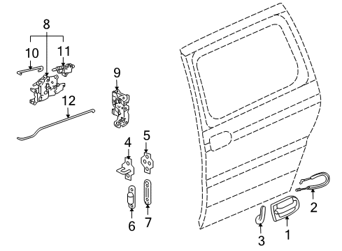 2005 Buick Terraza Side Loading Door - Lock & Hardware Diagram