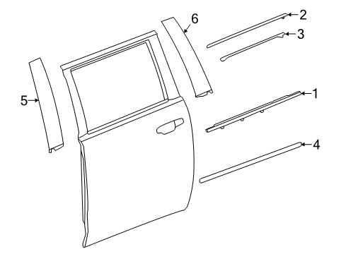 2019 GMC Yukon XL Exterior Trim - Rear Door Diagram