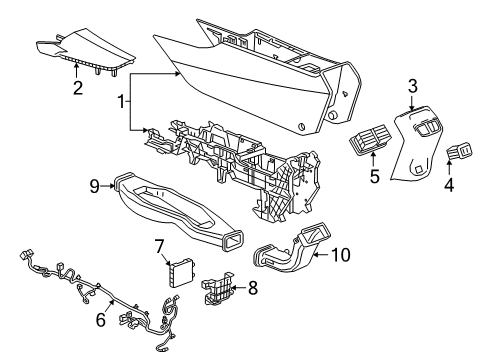 2020 Buick Regal TourX Console Assembly, Front Floor Lower *Black Diagram for 13485254