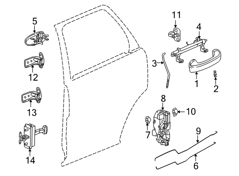 2003 Saturn Vue Rear Door - Lock & Hardware Diagram