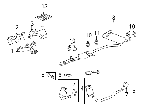 2009 Saturn Vue 3-Way Catalytic Convertor (W/ Exhaust Rear Manifold Pipe) Diagram for 96817444