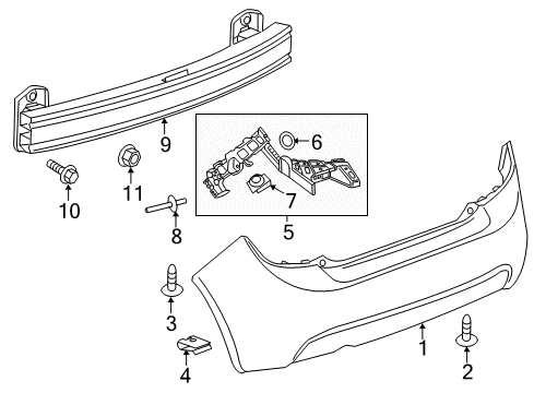 2013 Chevy Sonic Rear Bumper Cover Diagram for 95460673