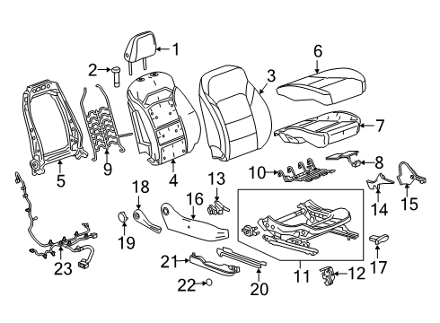 2023 Chevy Traverse Passenger Seat Components Diagram 1 - Thumbnail