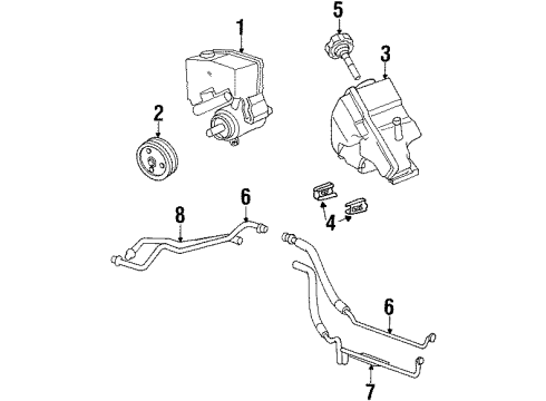 1999 Oldsmobile Cutlass P/S Pump & Hoses, Steering Gear & Linkage Diagram 3 - Thumbnail