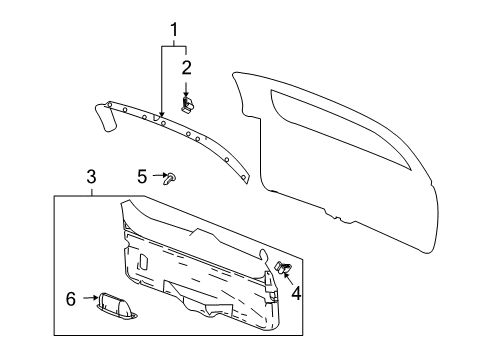 2004 Buick Rainier Panel Assembly, Lift Gate Trim Finish *Pewter Diagram for 15201731