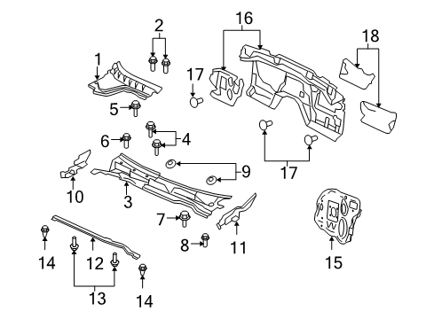 2008 Pontiac G8 Deadener, Front Floor Panel Extension Centre Diagram for 92191827