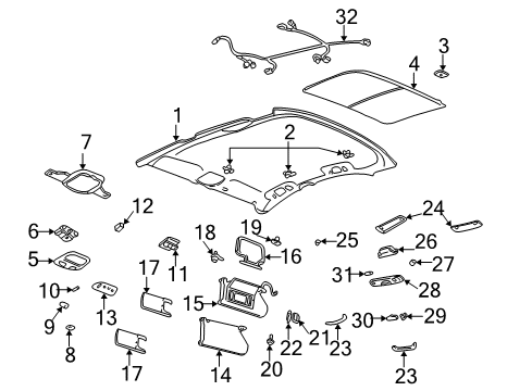 2004 Buick LeSabre Panel Asm,Headlining Trim *Cashmere Diagram for 88957547