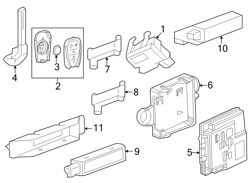 2024 Buick Encore GX TRANSMITTER ASM-R/CON DR LK & THEFT DTRN*INSTALL 0.60 Diagram for 13547676