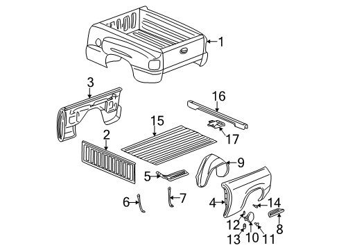 2003 GMC Sierra 2500 HD Platform Assembly, Pick Up Box Diagram for 15214276