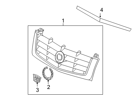 2006 Cadillac Escalade Grille Assembly, Radiator *Red T Diagram for 15195462