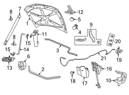 2014 Chevy Caprice Hood & Components Diagram