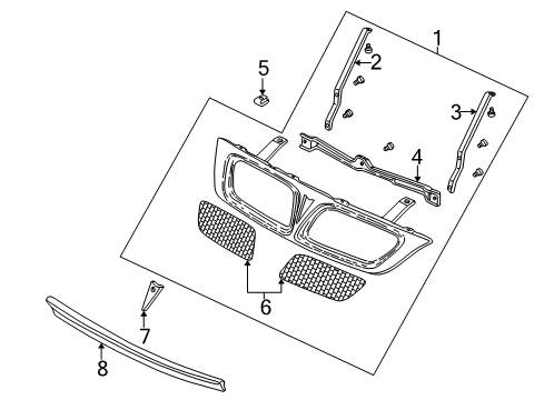 1998 Pontiac Trans Sport Seal, Radiator Grille *Black Diagram for 10295624