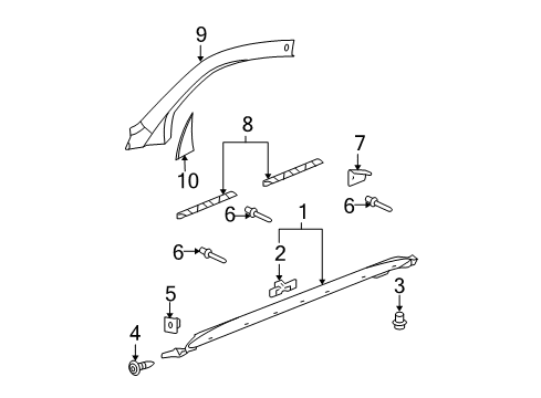 2006 Chevy Equinox Exterior Trim - Pillars, Rocker & Floor Diagram