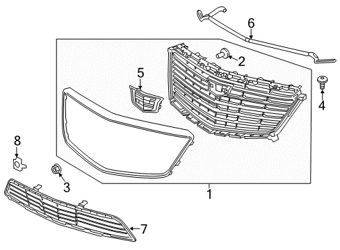 2018 Cadillac XT5 Grille & Components Diagram