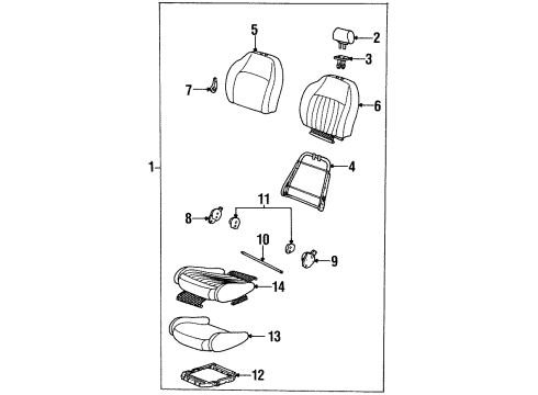 2002 Saturn SC2 Front Seat Components Diagram