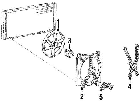 1995 Oldsmobile 98 Cooling System, Radiator, Water Pump, Cooling Fan Diagram 1 - Thumbnail