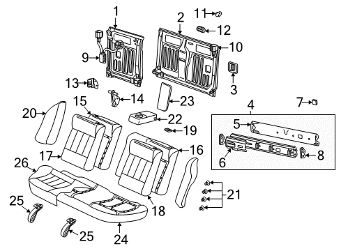 2000 Saturn LS2 Bar Asm,Rear Seat Back Cushion Cr *Medium Duty Dark.Pewter Diagram for 22700812