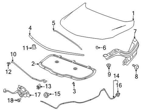 2022 Buick Encore GX Rod Assembly, Hood Hold Open Diagram for 42751203