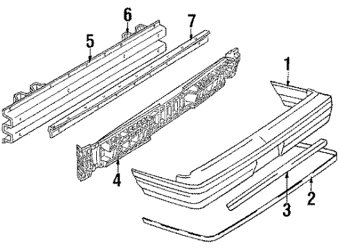 1988 Oldsmobile Cutlass Ciera Plate Assembly, Rear Bumper Imp Bar Stud Diagram for 10040594