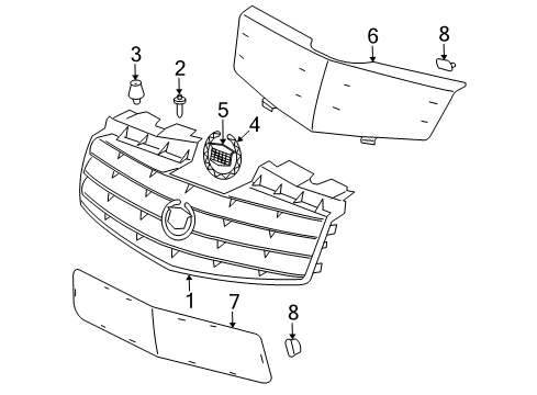 2007 Cadillac SRX Radiator Grille Emblem Diagram for 25765149