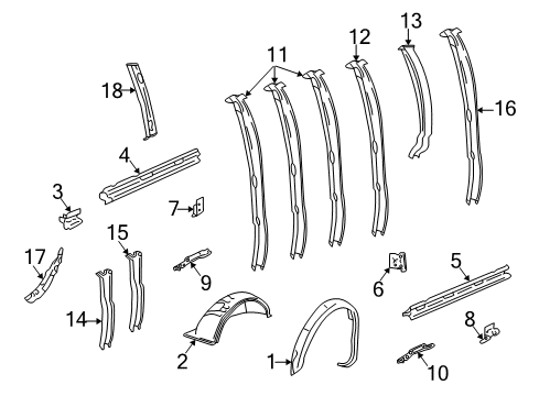 2001 GMC Savana 1500 Inner Structure - Side Panel Diagram 1 - Thumbnail