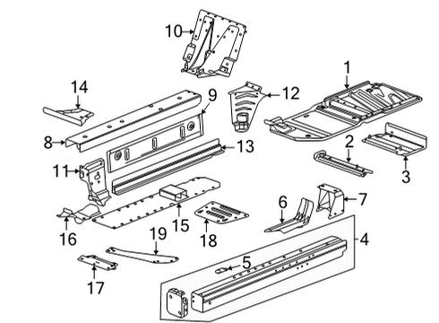 2021 Chevy Corvette PANEL-FLR PNL TUN PNL FRT Diagram for 23310638