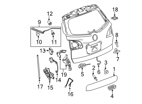 2011 Buick Enclave Switch Asm,Lift Gate Release Diagram for 22895519