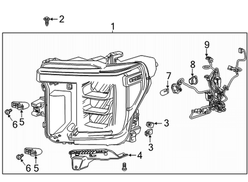 2023 GMC Sierra 2500 HD Headlamp Components Diagram 2 - Thumbnail