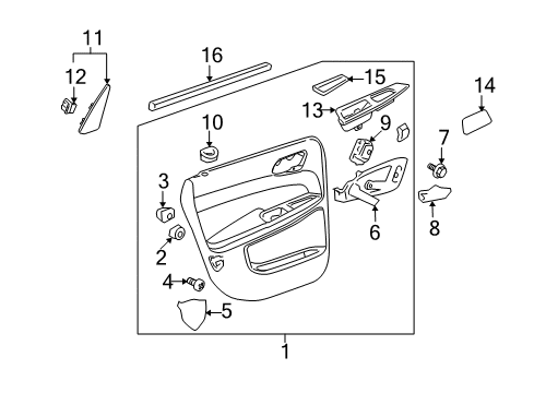 2009 Chevy Impala Interior Trim - Rear Door Diagram