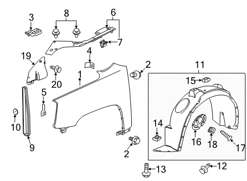 2010 GMC Terrain Fender & Components Diagram