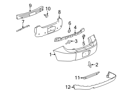 2007 Pontiac G5 Rear Bumper Cover Primed Diagram for 19120695