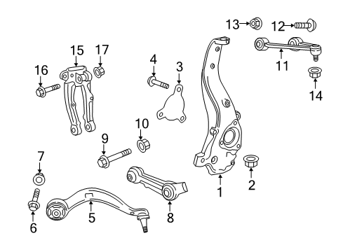 2018 Cadillac CT6 Front Suspension, Control Arm Diagram 1 - Thumbnail