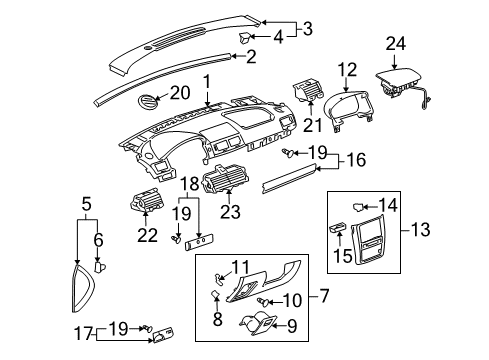 2007 Chevy Cobalt Panel, Instrument Panel Upper Trim *Neutrl M D Diagram for 15274558