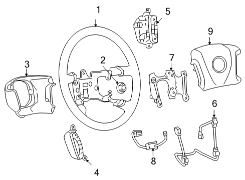 2008 Chevy Impala Steering Column, Steering Wheel Diagram 4 - Thumbnail