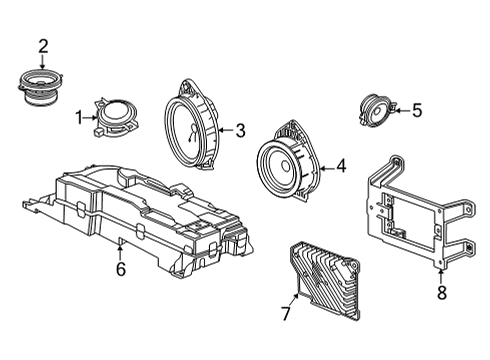 2022 GMC Yukon XL Speaker Assembly, Rdo F/Flr Cnsl Diagram for 84738075