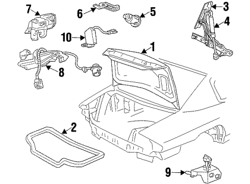 2002 Oldsmobile Intrigue Strut Assembly, Rear Compartment Lid Diagram for 10419582