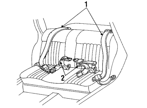 1989 Chevy Beretta Belt,Rear Seat Retractor Side Diagram for 12393484