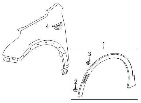 2021 Cadillac XT4 Exterior Trim - Fender Diagram