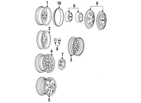 1987 Chevy S10 Wheels & Trim Diagram